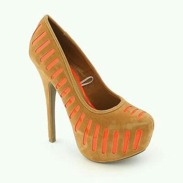 neon orange platform heels