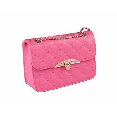 pink purse with chain strap