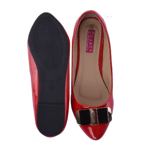 womens red leather flat shoes