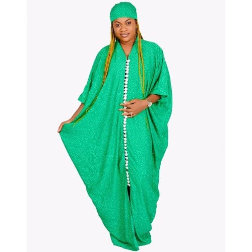 Women Contemporary Bubu Maxi Dress With Scarf Green Konga