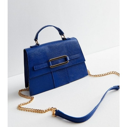 New Look Faux Croc Metal Front Bag Blue Konga Online Shopping