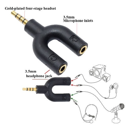 A&S 3.5mm Stereo Audio Splitter Earphone Headset + Microphone Adapter For Pc And Smartphone ...