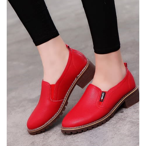 ladies red loafers
