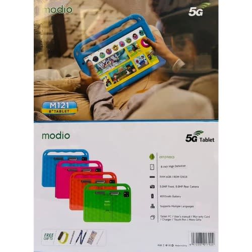Modio M121  5G Tablet PC for Kids - 8" - 6GB RAM - 128GB ROM - 4000mAh - Blue.
