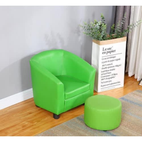 Bucket Chair Single Seaters Sofa + Side Stool Green Armchair