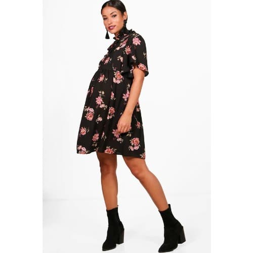 Boohoo Maternity Floral Tie Neck Smock Dress Konga Online Shopping