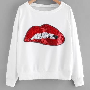 Sequin Lip Patch Sweatshirt | Konga Online Shopping