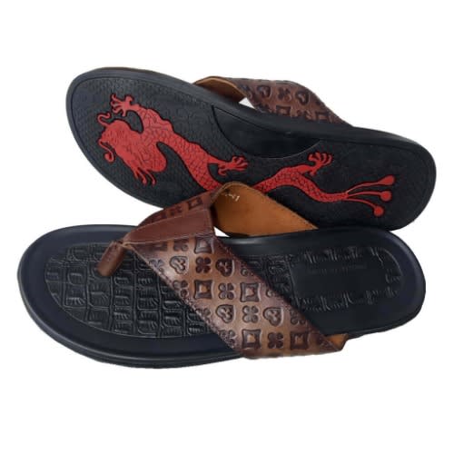 mens leather slippers with rubber soles