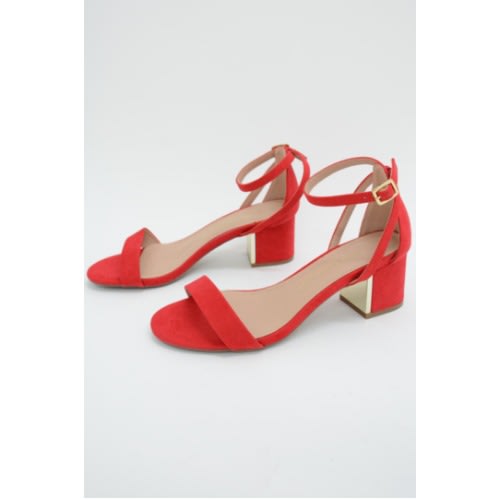 red low block heel sandals