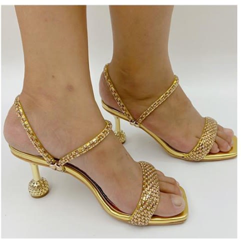 Gold best sale heel slippers