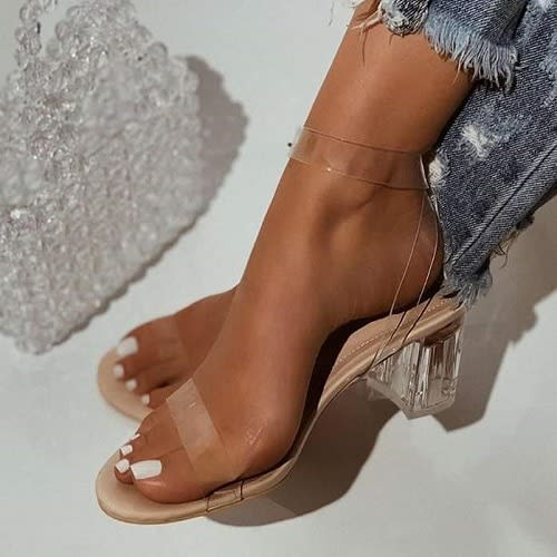 transparent block heels online