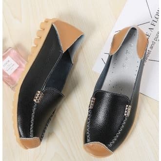Women Leather Flat Shoe- Black | Konga Online Shopping