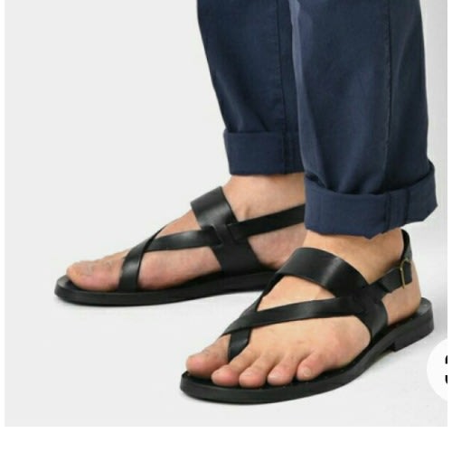 Fashion Front Leather Male Sandals - Black | Konga Online Shopping