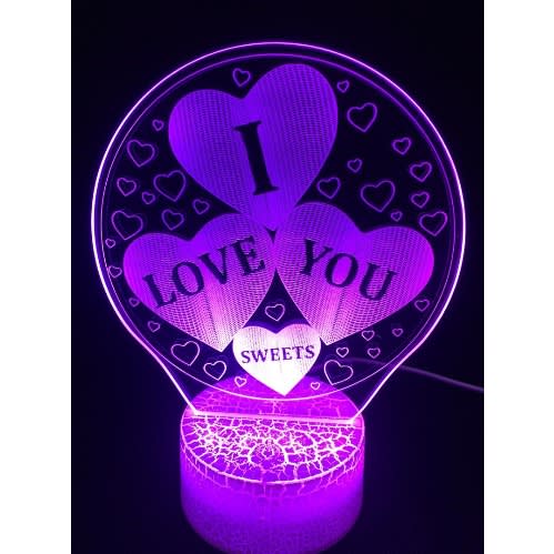 I Love You Sweets 3d Illusion Rgb 7 Colors LED Night Light With Base Desk  Lamp | Konga Online Shopping