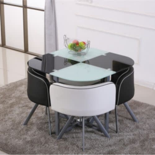 Dining Table And 4 Sets Of Chairs, Modern Round Dining Table Set For 4