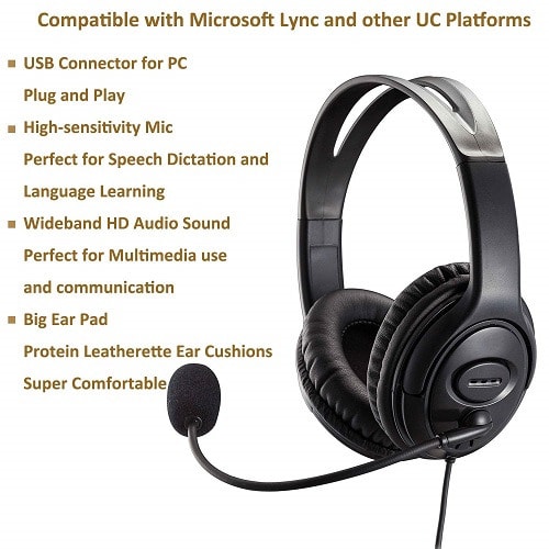 CE Dual USB Headset With Microphone Noise Cancelling For Skype Business