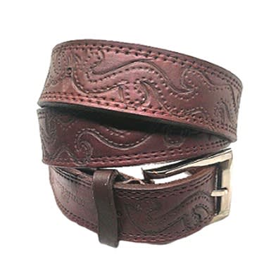 Carved Leather Belt -Brown | Konga Online Shopping