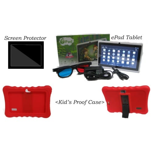 kid s educational smart tablet 7 inches 8gb android 6 1 wifi with red case