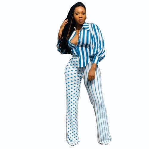 Ladies Patterned Shirt And Trouser 