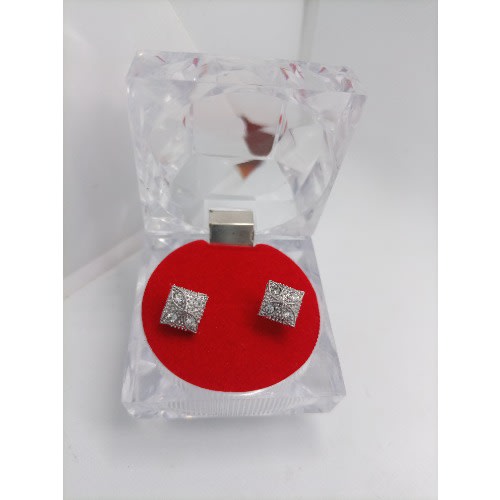 Crystal Square Stud Earrings Silver Konga Online Shopping