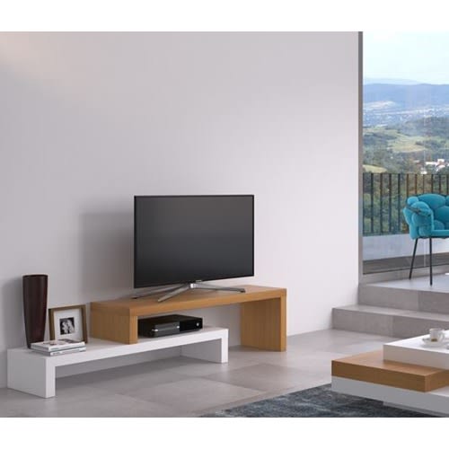 Extendable Wooden Tv Stand -Brown & White.