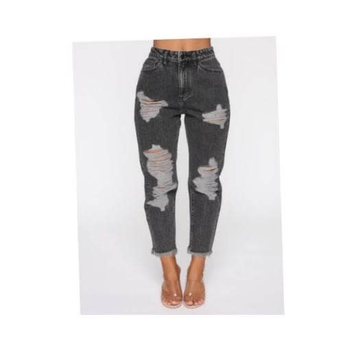 Ripped Boyfriend Jean Black Konga Online Shopping