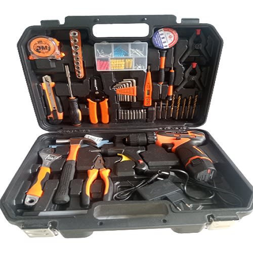 Integrated Tools Kit With 10mm Cordless Drill Machine 63pieces