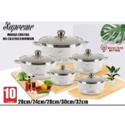 Tristar Nonstick Marble Coating Diecast Cookware 10pc Set Smoky