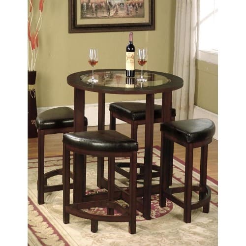 Handys 5 Piece Round Counter Height, Glass Table With Bar Stools