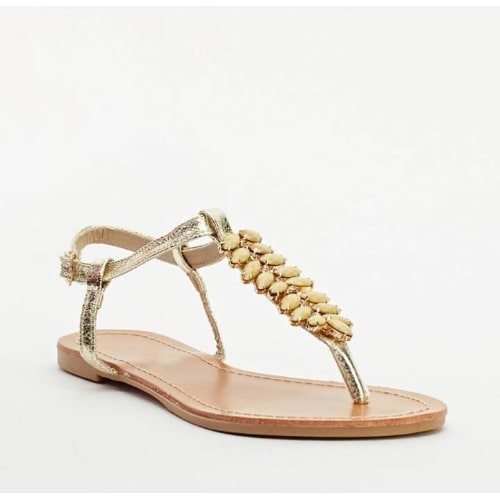 KBARGE Embellished Flat Sandals - Gold 