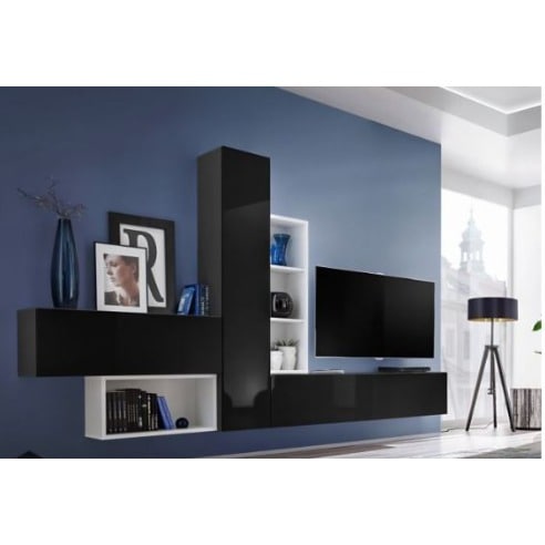 Boise Iv Living Room Wall Unit Black White