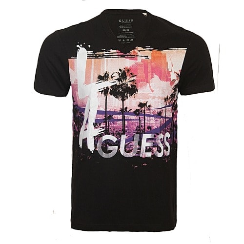 guess men's v neck t shirts