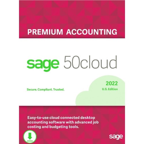 Sage 50 Premium Accounting Software 2022 Activation License 1 User