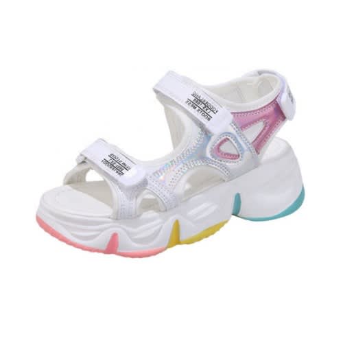 white velcro strap sandals