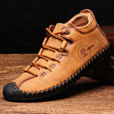 brown leather canvas shoes