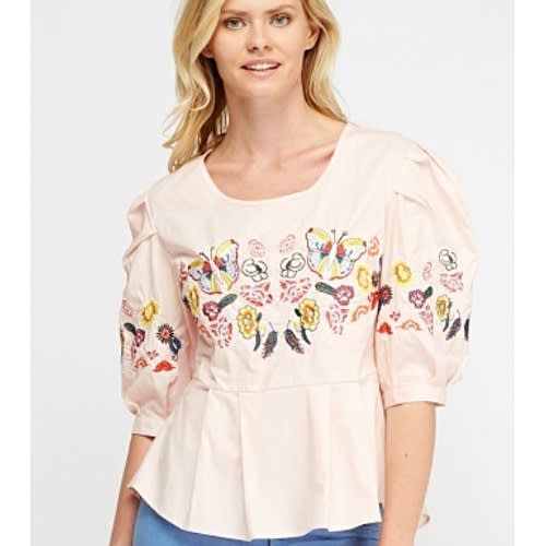 embroidered peplum top