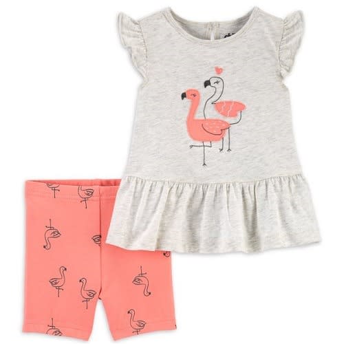 Carter s Child Of Mine Baby Girls Peplum Top Shorts Outfit Set