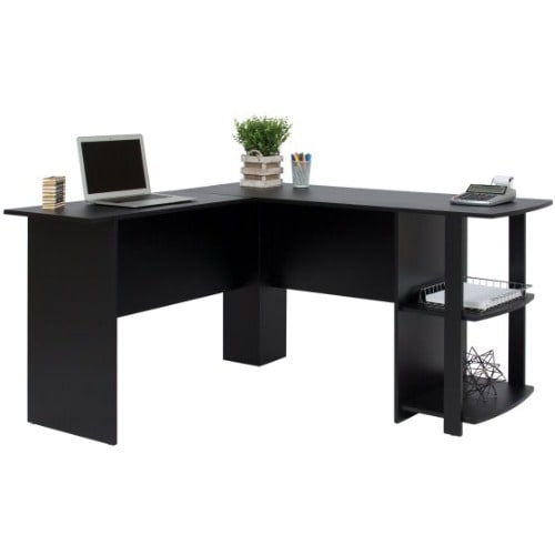Handys L Shaped Corner Computer Office Desk Furniture Black