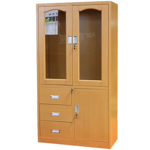 Cassia Double Office Glass Steel Storage Cabinet Brown Konga