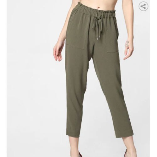 Straight Fit Pants With Insert Pockets- Olivegreen..