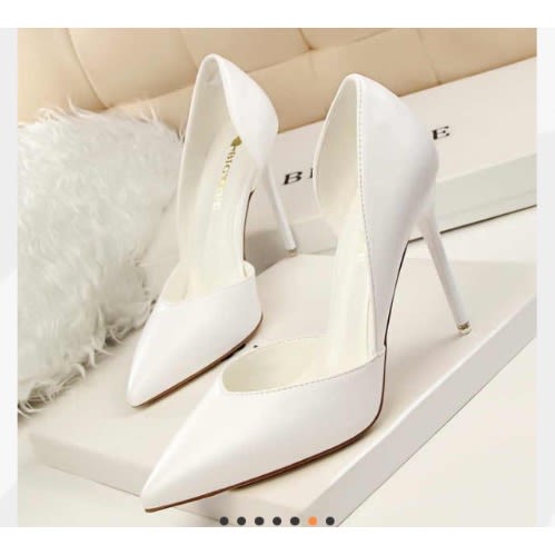 white pencil heels