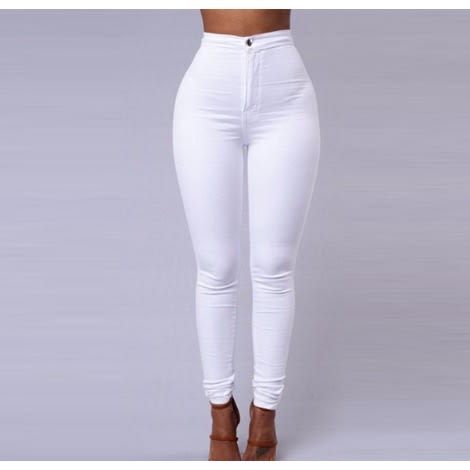 Ladies Skinny Jeans Trouser-White 