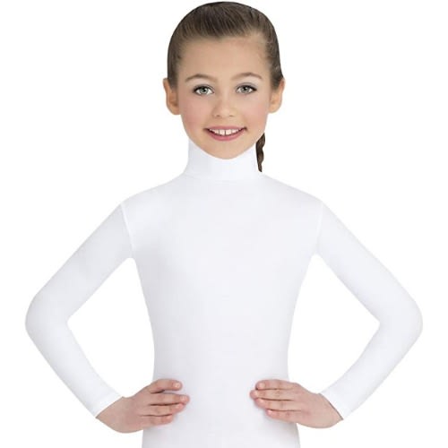 Kids Unisex Turtleneck Long Sleeve Tshirt - White