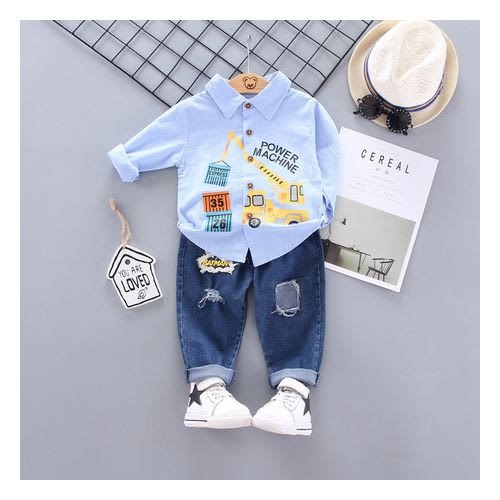 Fashion Front Baby Boy Power Machine Shirt With Jeans Konga