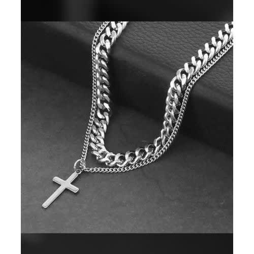 Cuban link outlet cross necklace