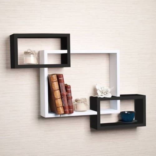 Floating Wall Shelf Storage Decor Coffee Brown And White Konga