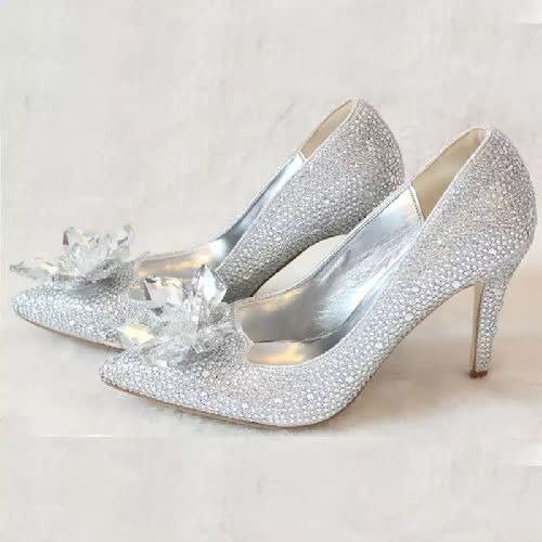 silver wedding shoes