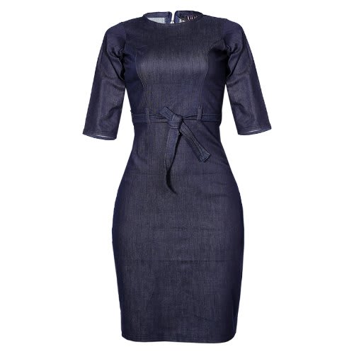 navy blue denim dress