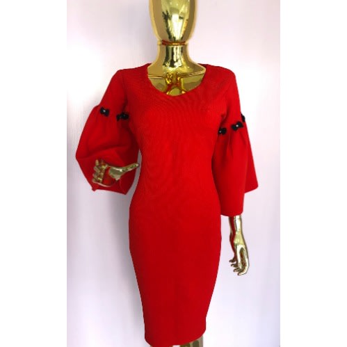 bell sleeve dress red