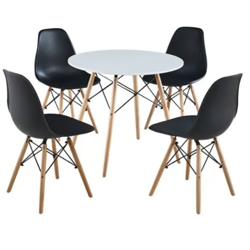 Black Chairs And White Round Dining Table - 4 Seaters | Konga Online ...